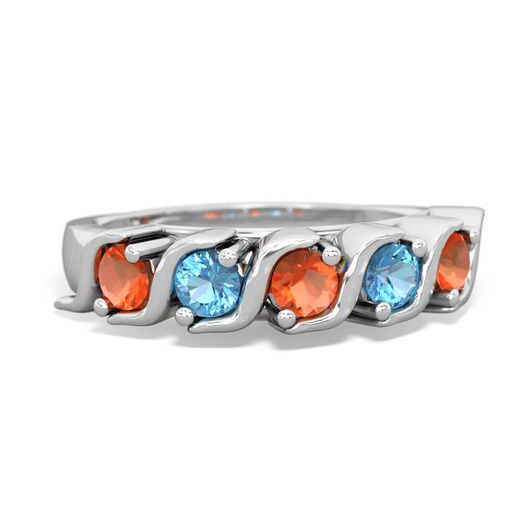 Fire Opal Anniversary Band 14K White Gold ring R2089