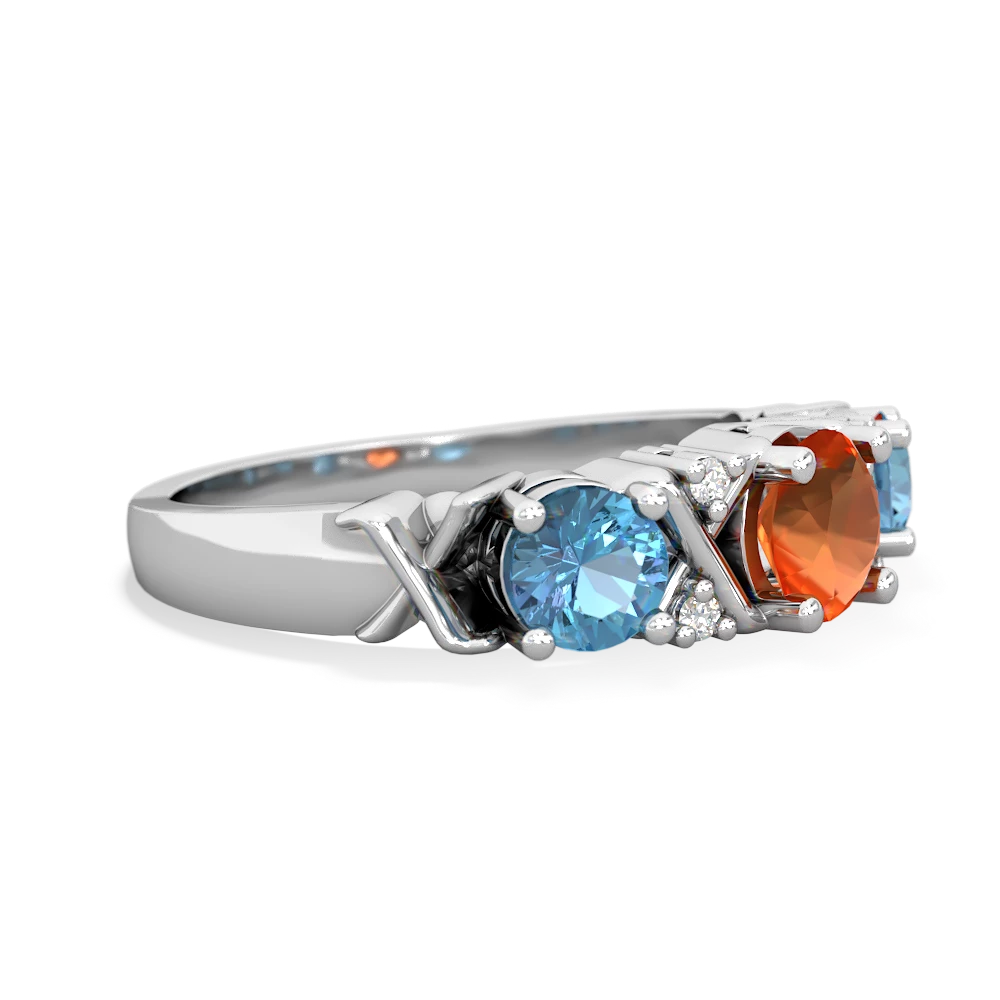 Fire Opal Hugs And Kisses 14K White Gold ring R5016