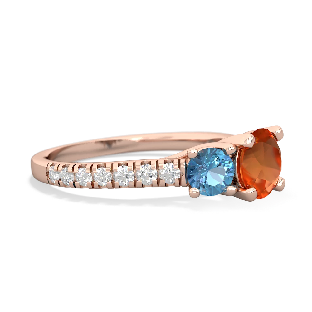 Fire Opal Pave Trellis 14K Rose Gold ring R5500