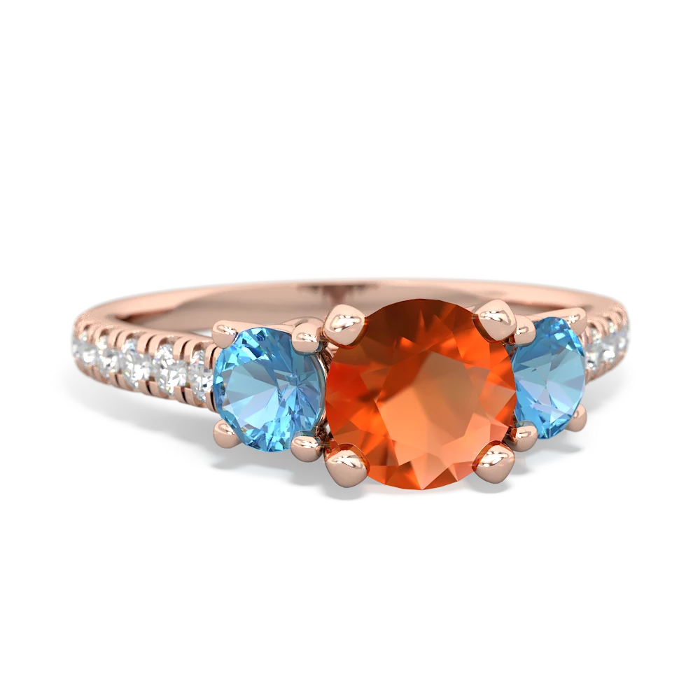 Fire Opal Pave Trellis 14K Rose Gold ring R5500