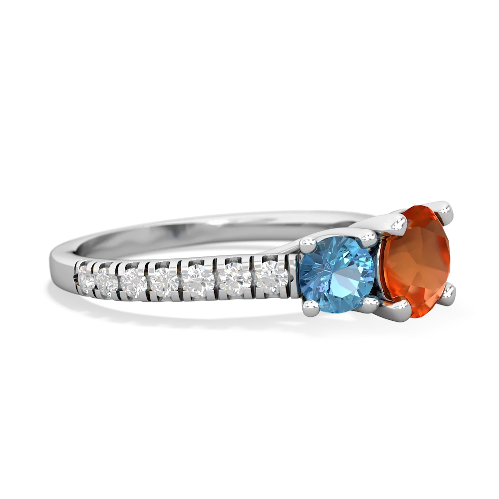 Fire Opal Pave Trellis 14K White Gold ring R5500