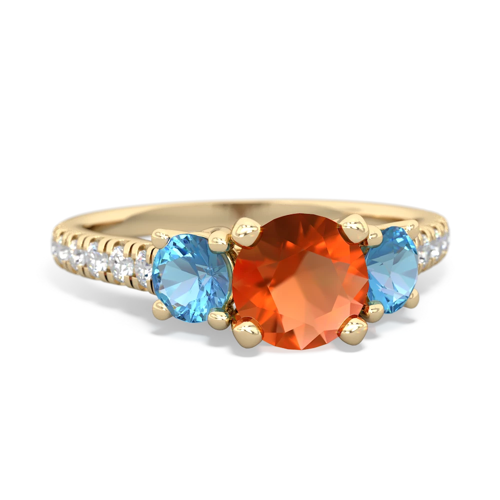 Fire Opal Pave Trellis 14K Yellow Gold ring R5500
