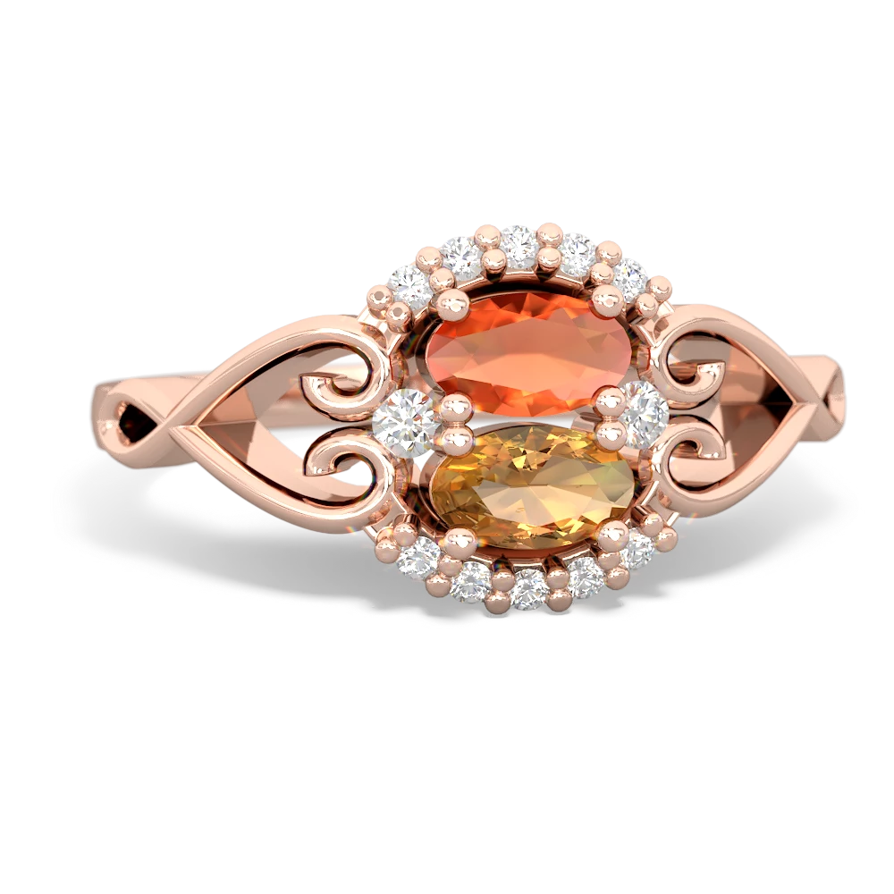 Fire Opal Love Nest 14K Rose Gold ring R5860