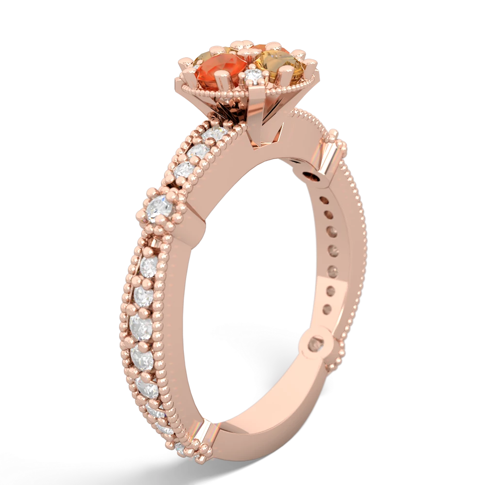 Fire Opal Sparkling Tiara Cluster 14K Rose Gold ring R26293RD