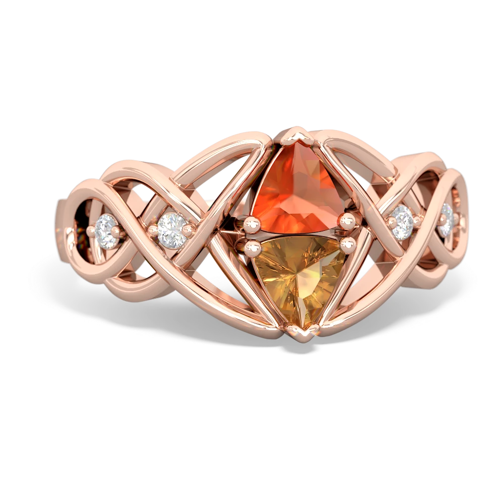 Fire Opal Keepsake Celtic Knot 14K Rose Gold ring R5300