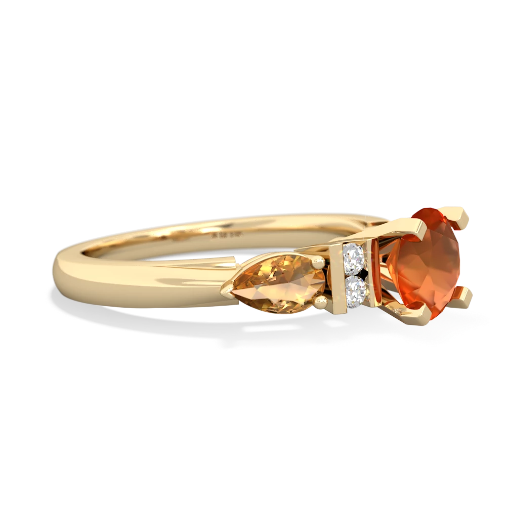 Fire Opal 6Mm Round Eternal Embrace Engagement 14K Yellow Gold ring R2005