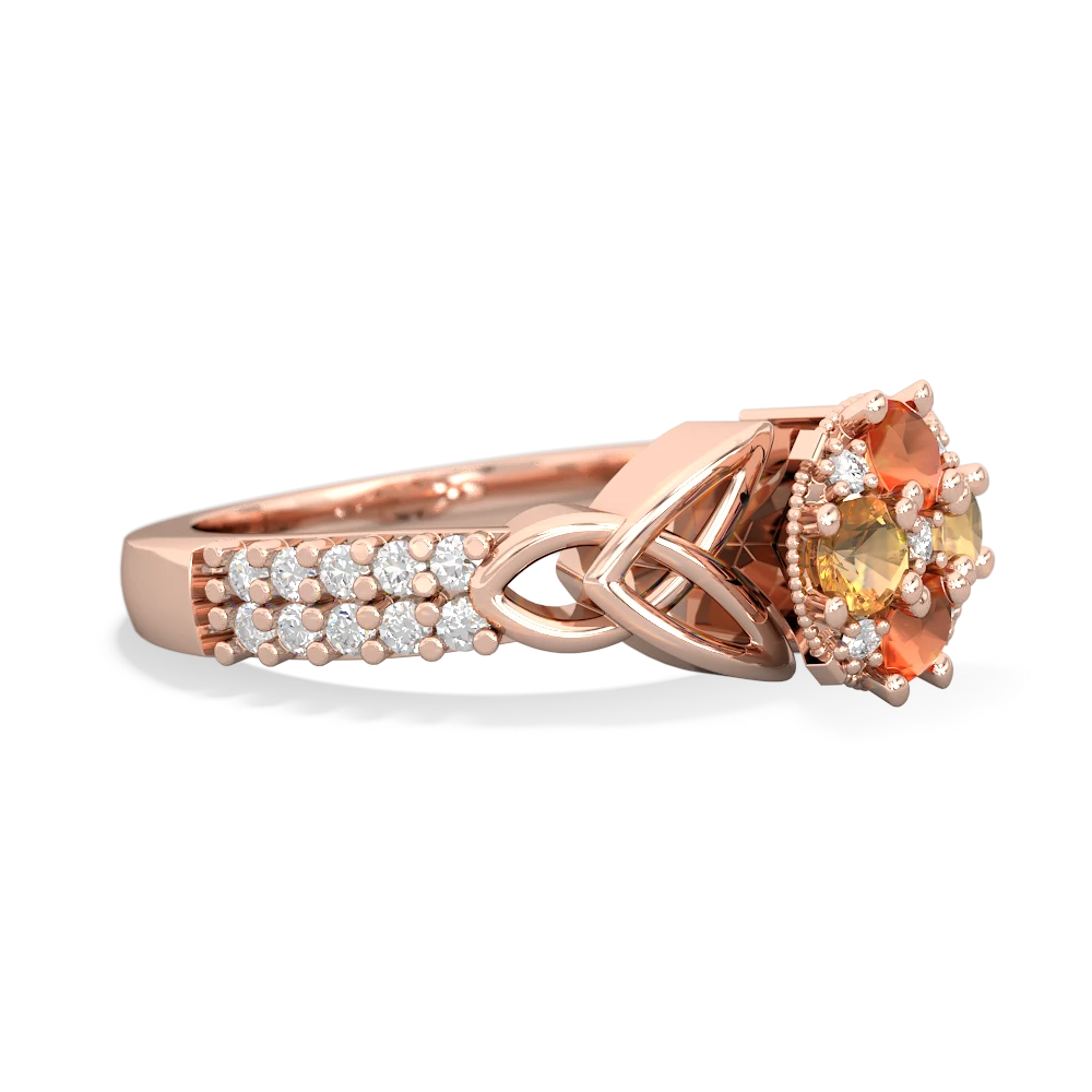 Fire Opal Celtic Knot Cluster Engagement 14K Rose Gold ring R26443RD