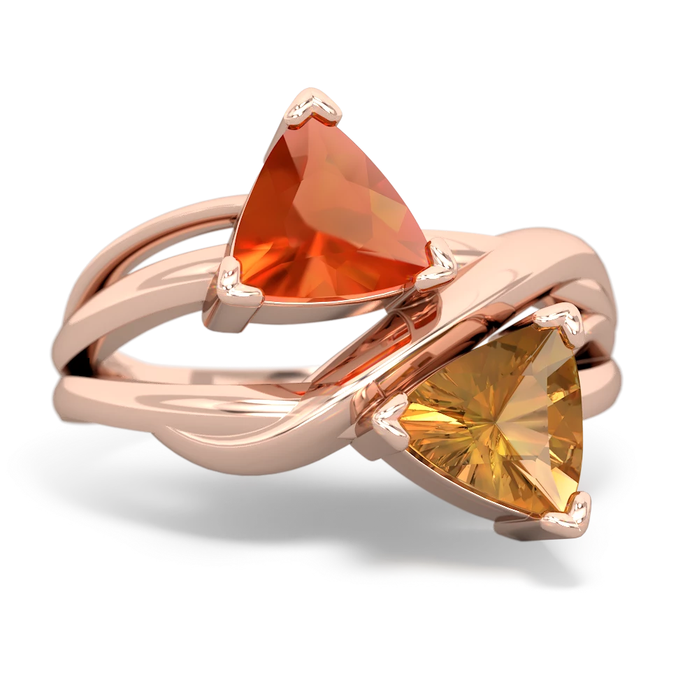 Fire Opal Split Band Swirl 14K Rose Gold ring R2341