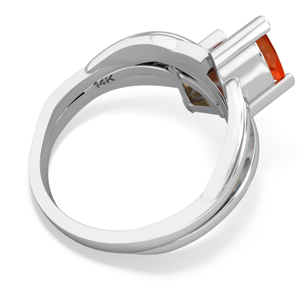 Fire Opal Split Band Swirl 14K White Gold ring R2341