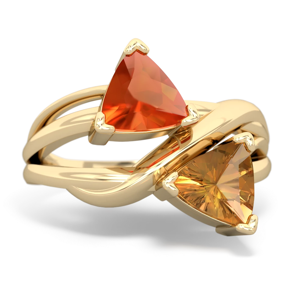 Fire Opal Split Band Swirl 14K Yellow Gold ring R2341