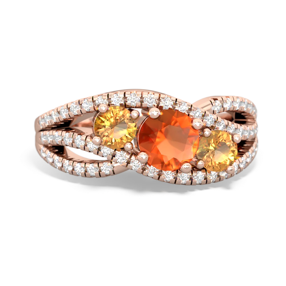 Fire Opal Three Stone Aurora 14K Rose Gold ring R3080