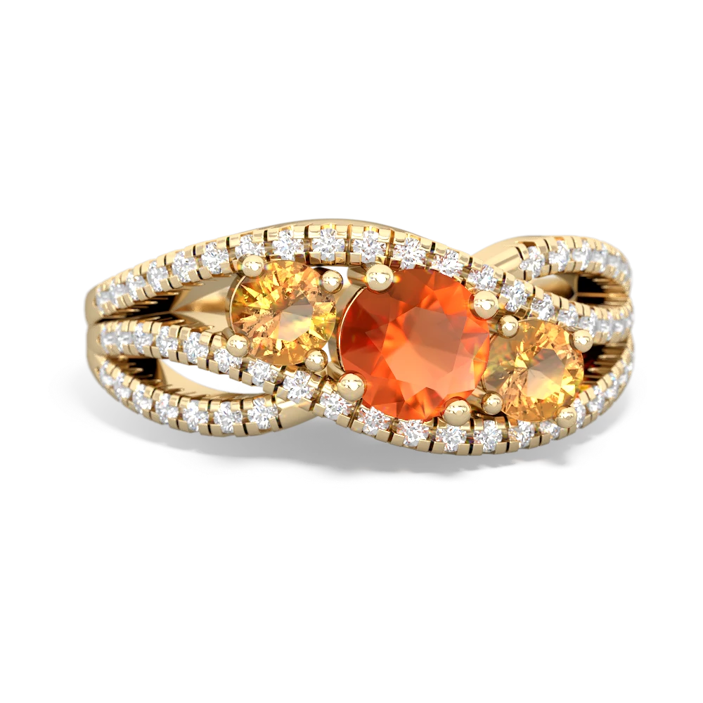 Fire Opal Three Stone Aurora 14K Yellow Gold ring R3080