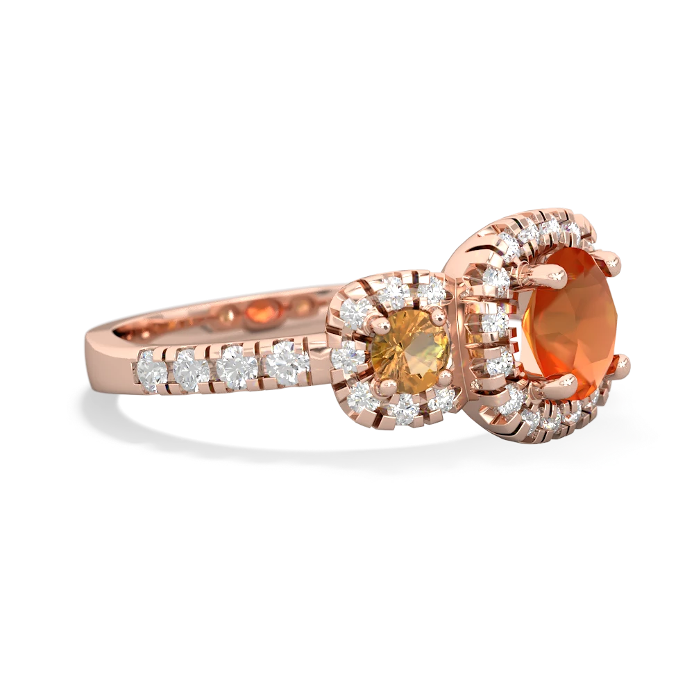 Fire Opal Regal Halo 14K Rose Gold ring R5350