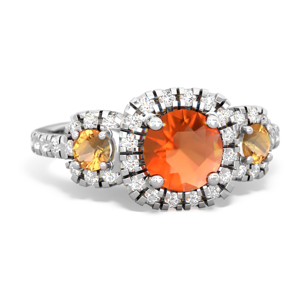 Fire Opal Regal Halo 14K White Gold ring R5350