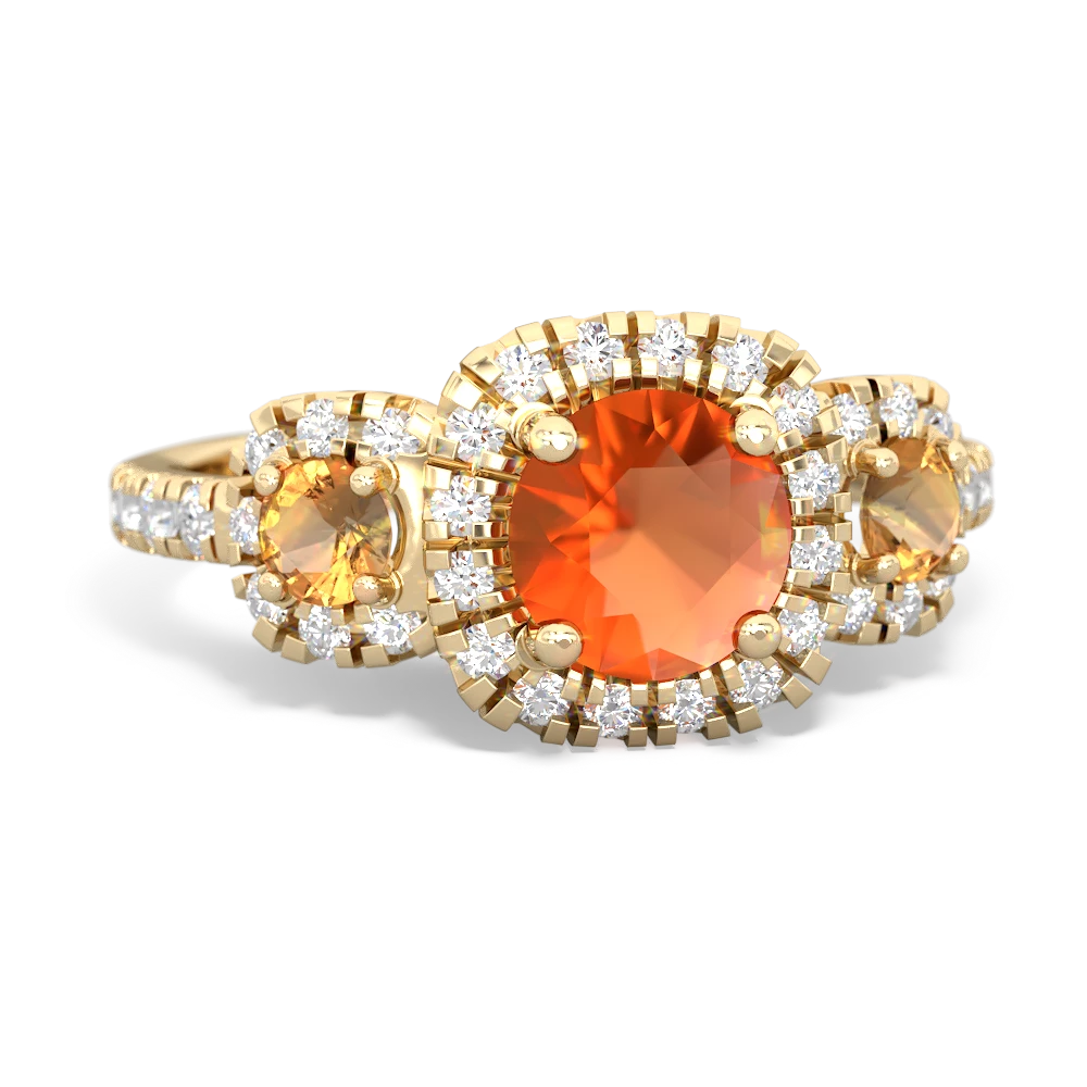 Fire Opal Regal Halo 14K Yellow Gold ring R5350