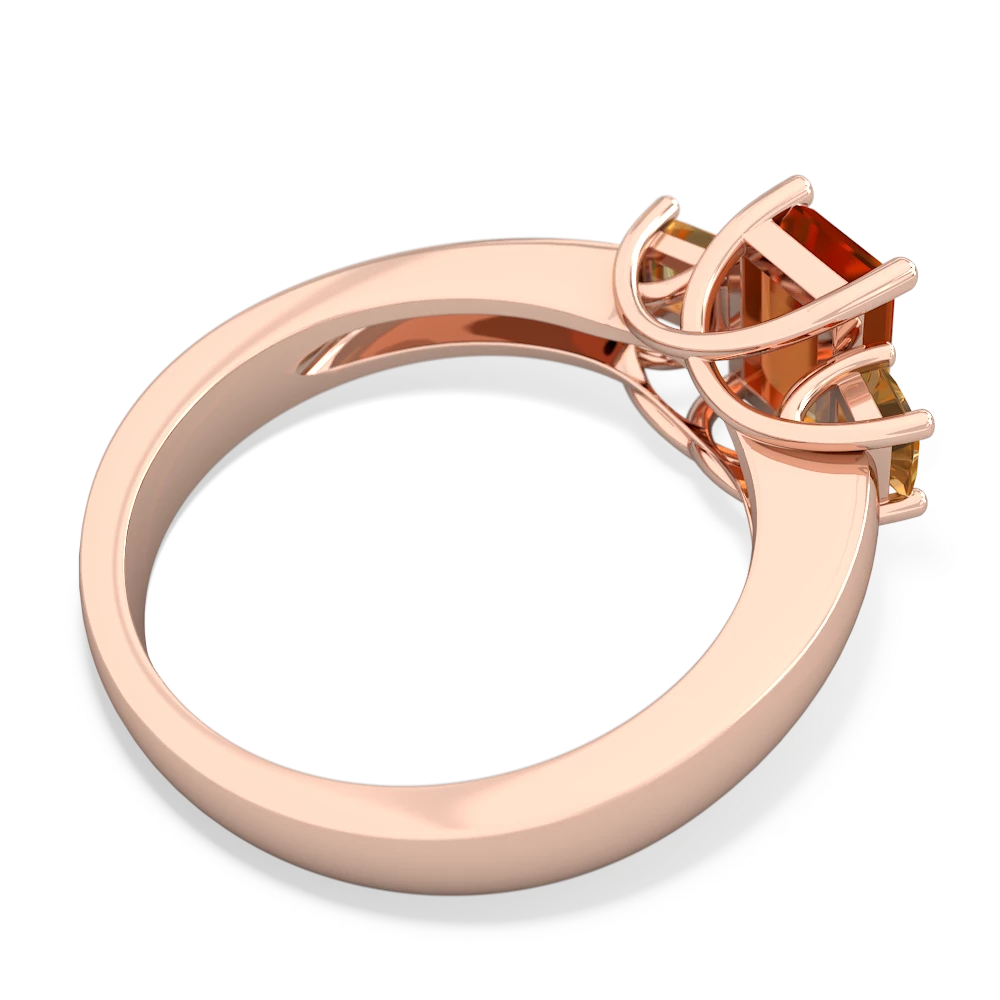 Fire Opal Three Stone Emerald-Cut Trellis 14K Rose Gold ring R4021