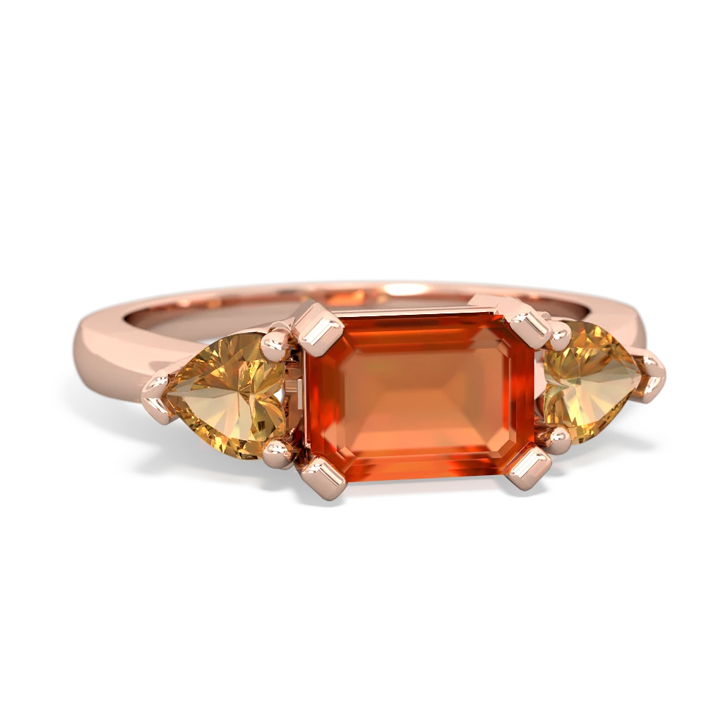 Fire Opal Three Stone 14K Rose Gold ring R5235