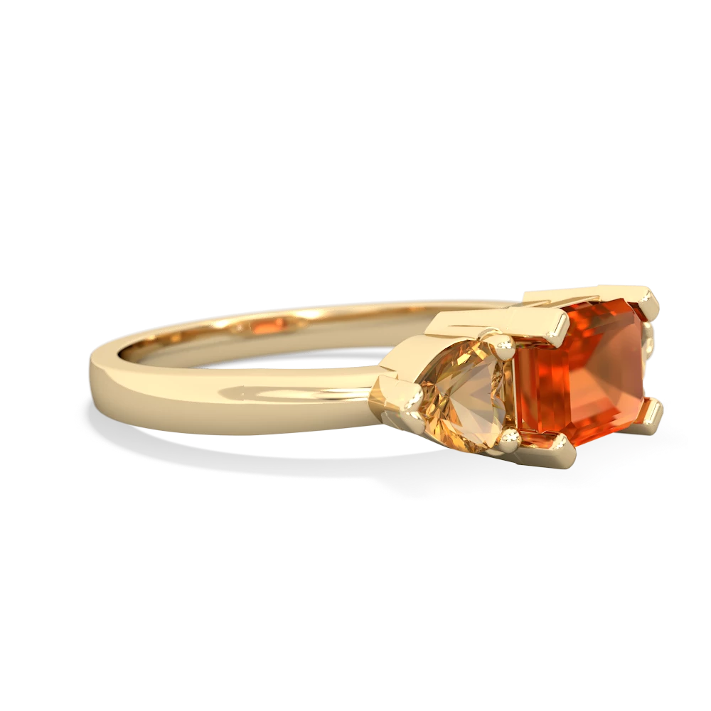 Fire Opal Three Stone 14K Yellow Gold ring R5235