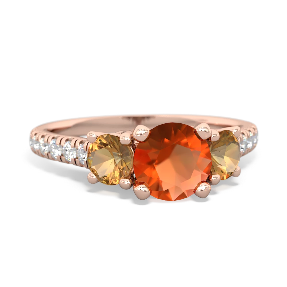 Fire Opal Pave Trellis 14K Rose Gold ring R5500