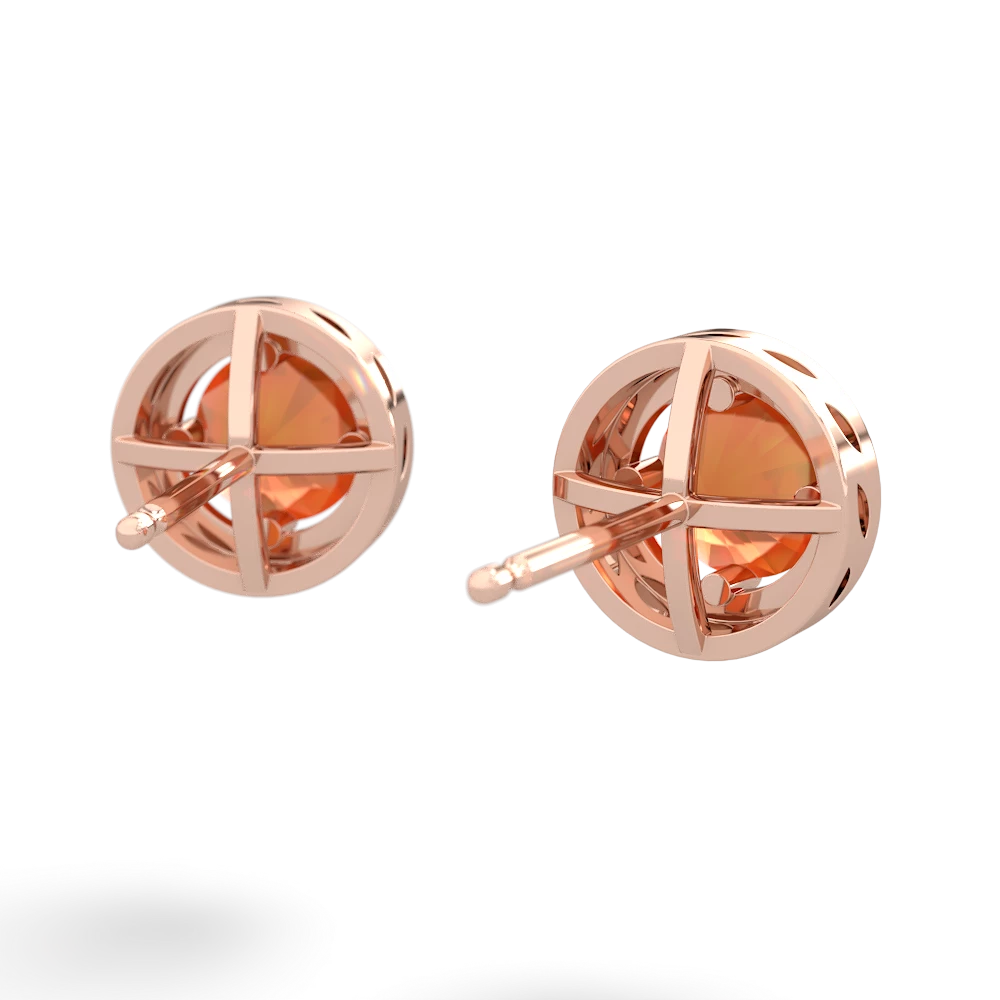 Fire Opal Halo 14K Rose Gold earrings E5320