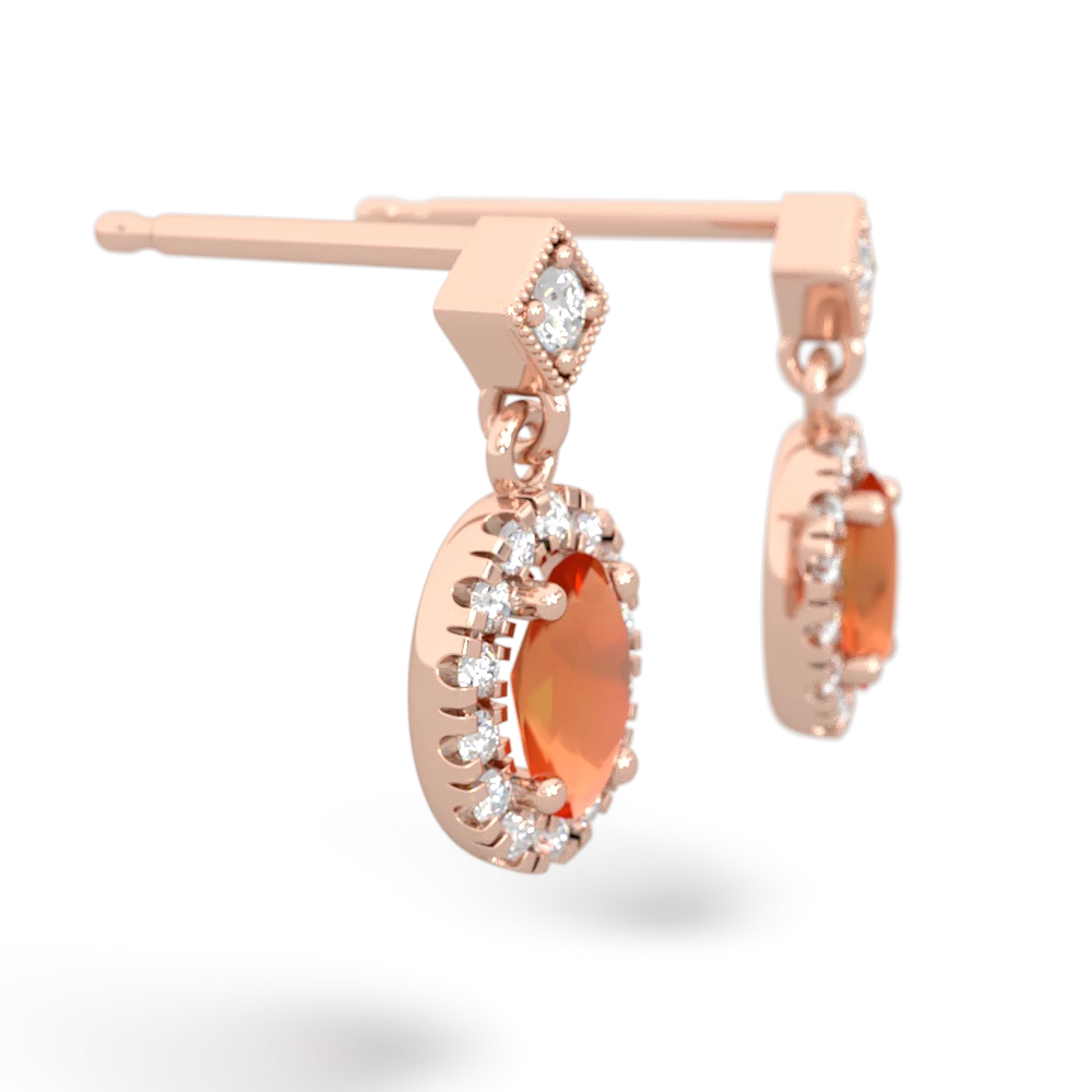 Fire Opal Antique-Style Halo 14K Rose Gold earrings E5720