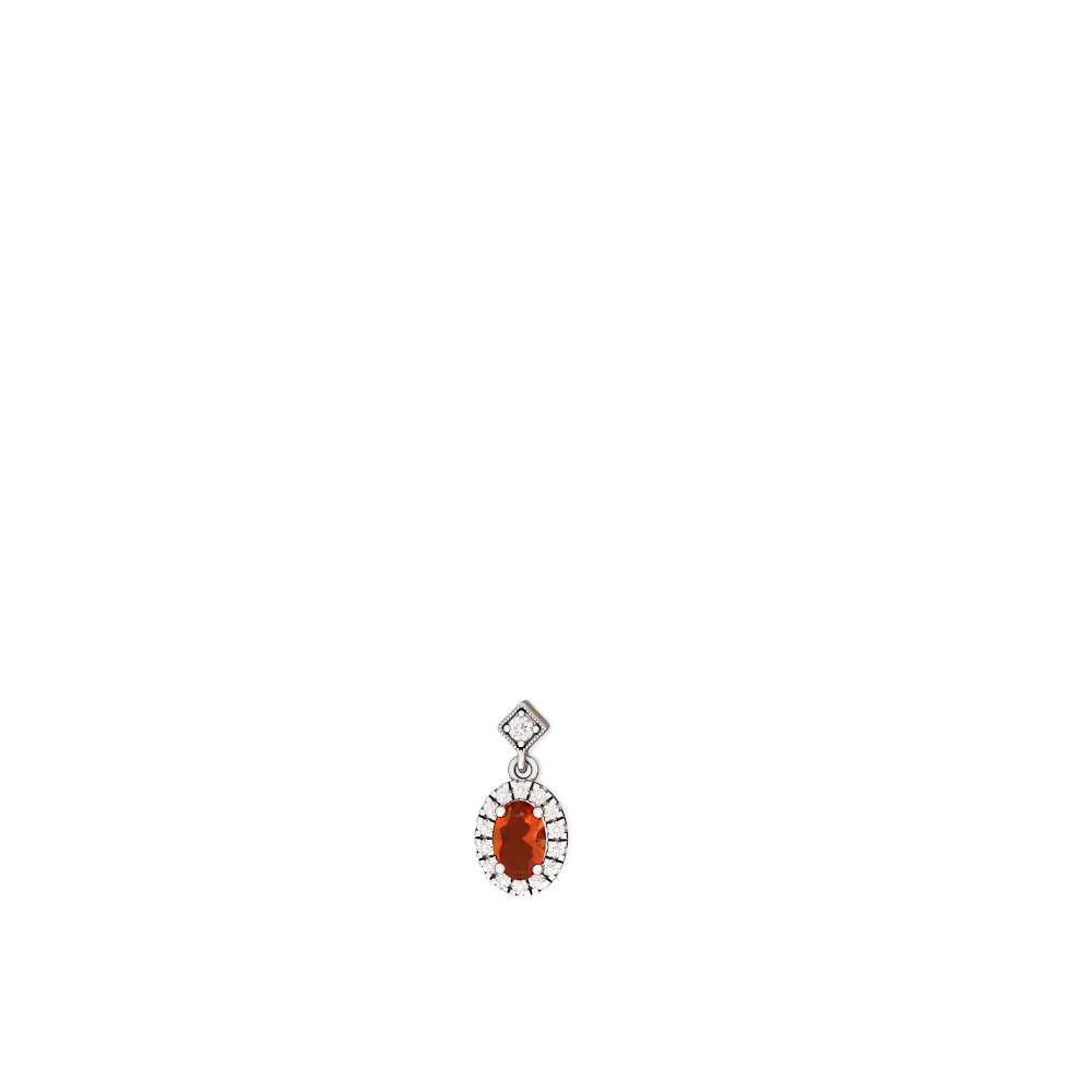 Fire Opal Antique-Style Halo 14K White Gold earrings E5720