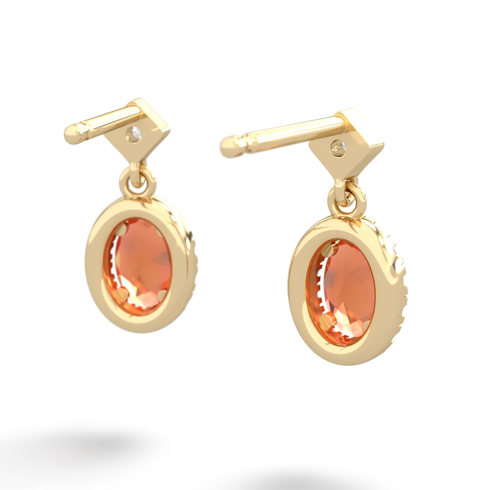 Fire Opal Antique-Style Halo 14K Yellow Gold earrings E5720