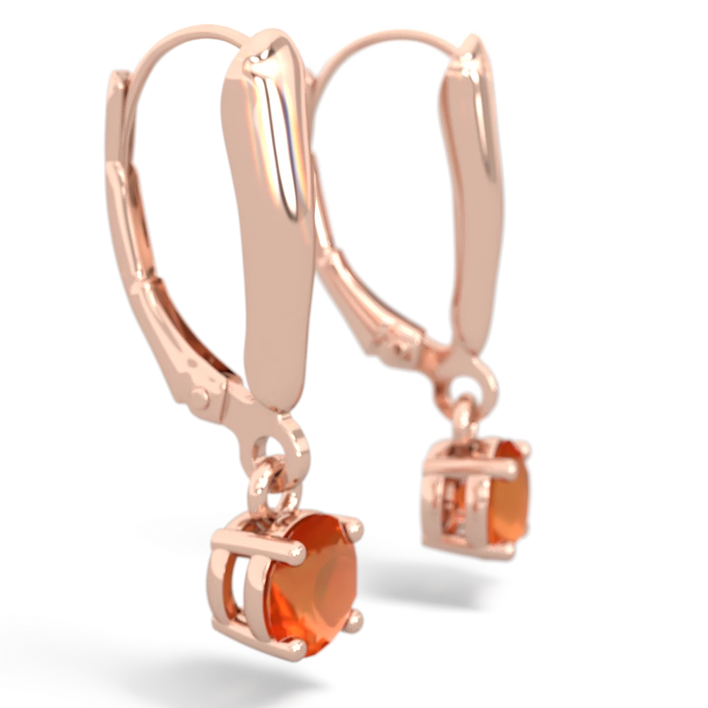 Fire Opal 5Mm Round Lever Back 14K Rose Gold earrings E2785