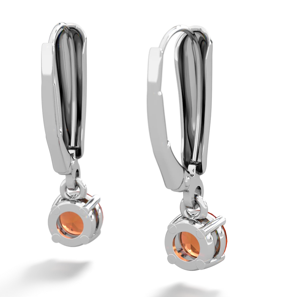 Fire Opal 5Mm Round Lever Back 14K White Gold earrings E2785