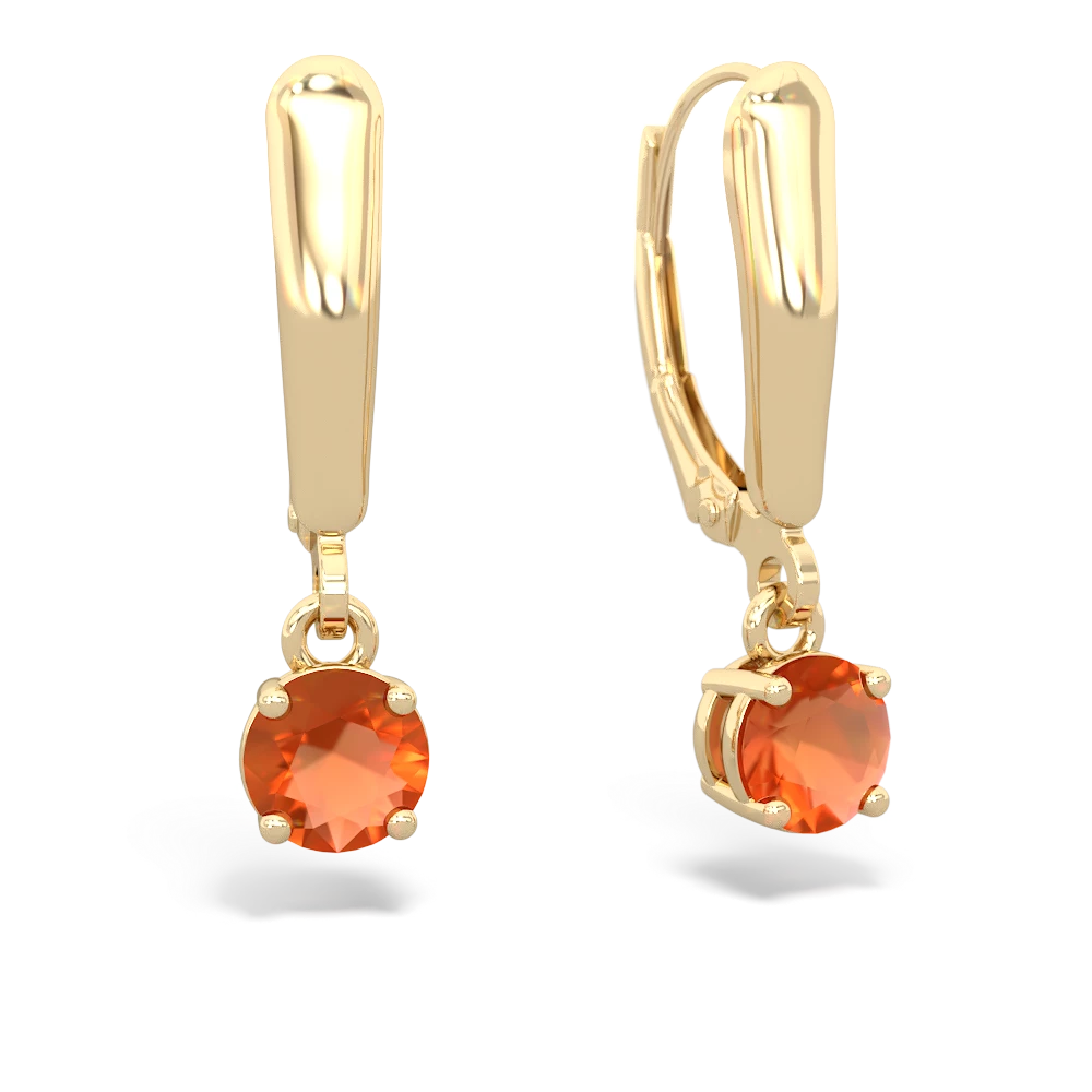 Fire Opal 5Mm Round Lever Back 14K Yellow Gold earrings E2785