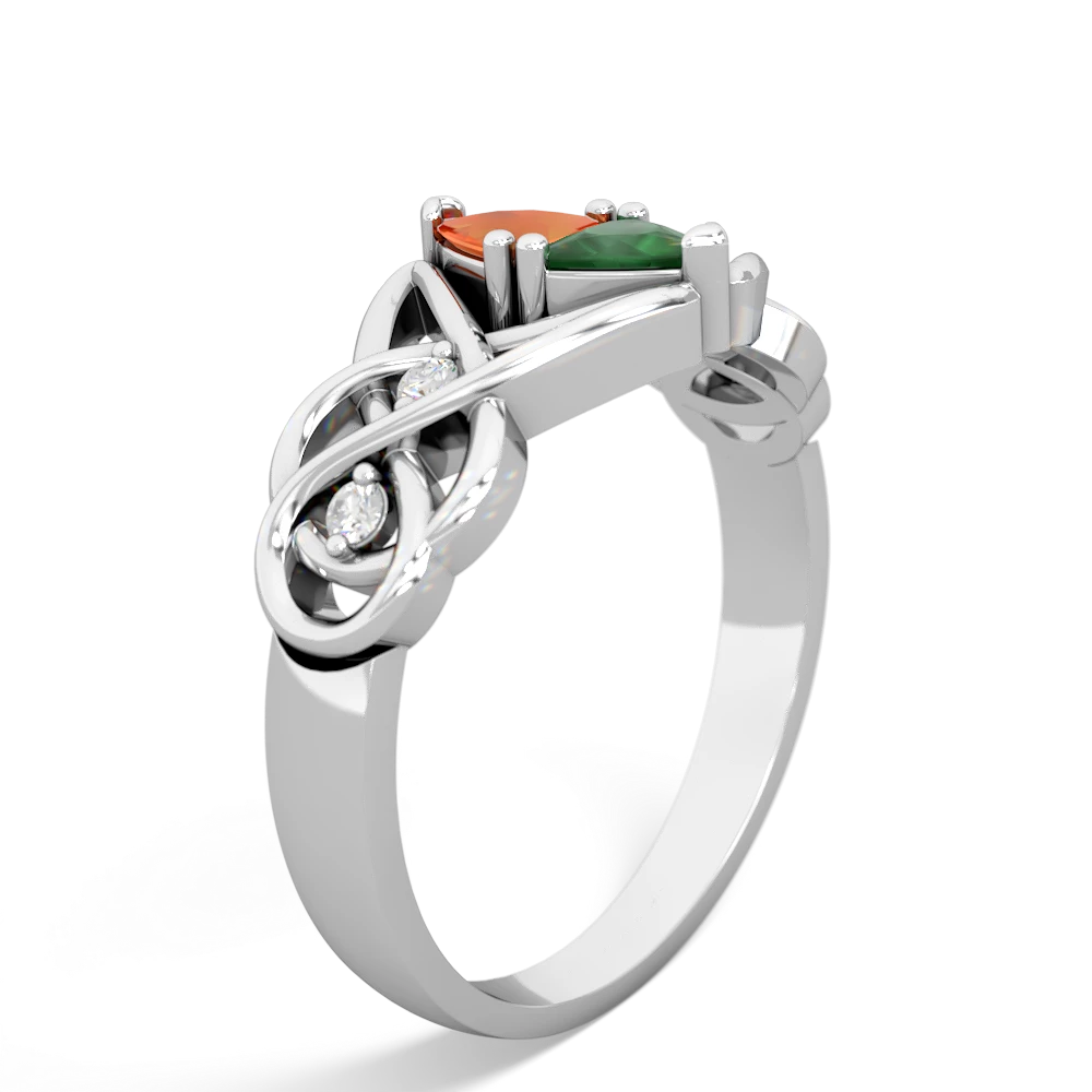 Fire Opal Keepsake Celtic Knot 14K White Gold ring R5300