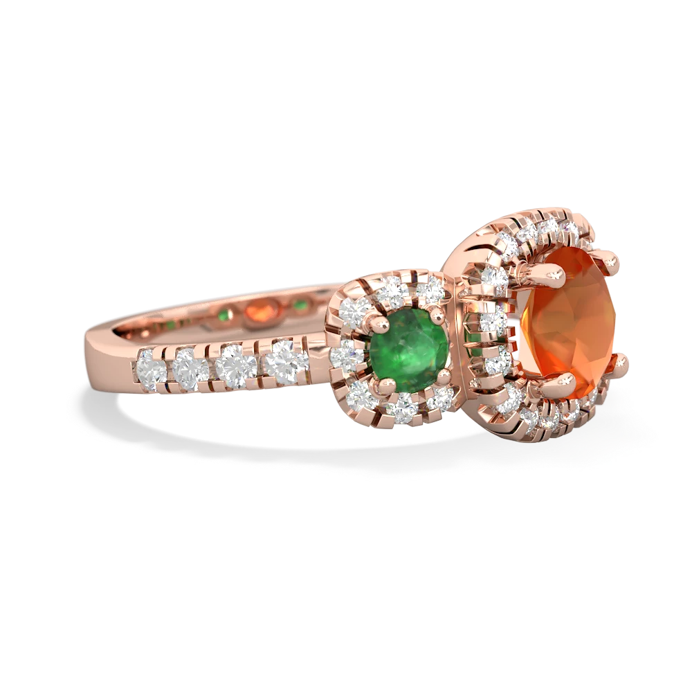 Fire Opal Regal Halo 14K Rose Gold ring R5350