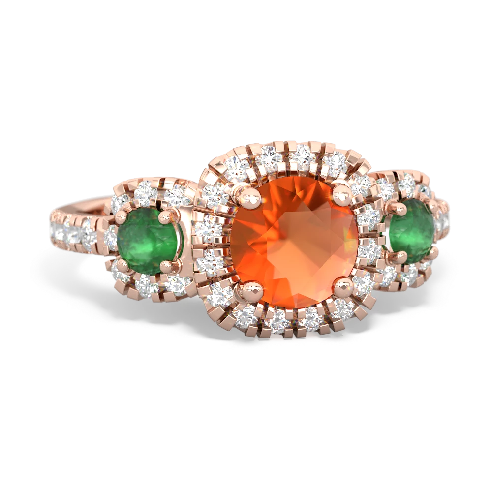 Fire Opal Regal Halo 14K Rose Gold ring R5350