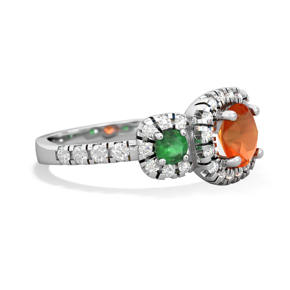 Fire Opal Regal Halo 14K White Gold ring R5350