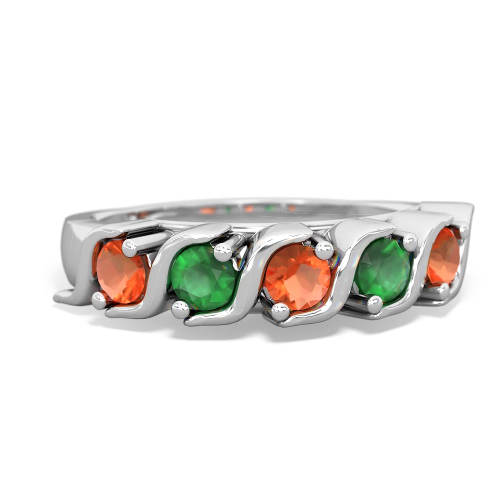 Fire Opal Anniversary Band 14K White Gold ring R2089