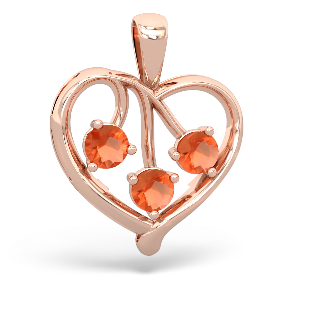 Lab Pink Sapphire Glowing Heart 14K Rose Gold pendant P2233