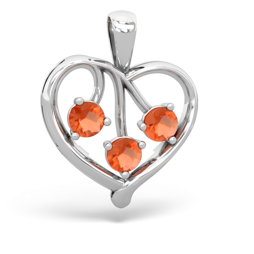 Lab Ruby Glowing Heart 14K White Gold pendant P2233