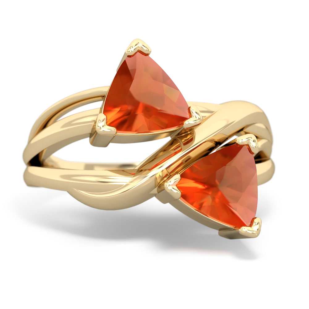 Fire Opal Split Band Swirl 14K Yellow Gold ring R2341