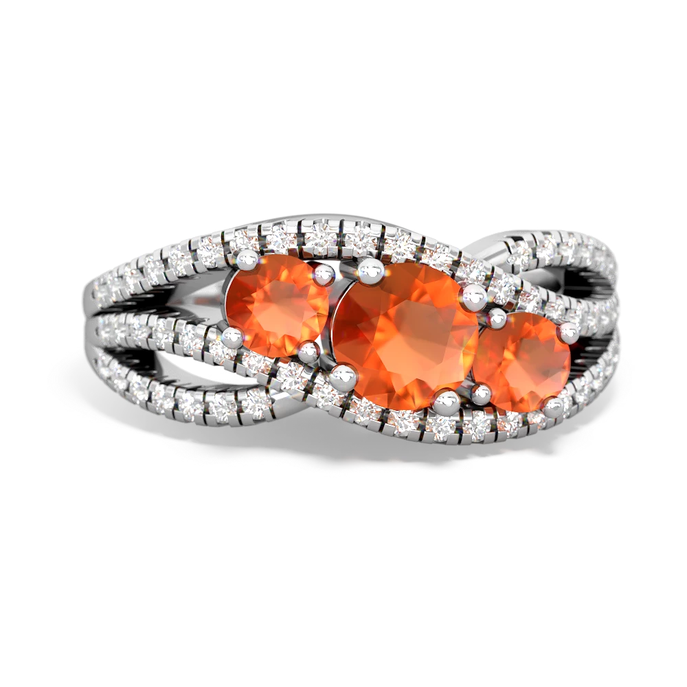 Citrine Three Stone Aurora 14K White Gold ring R3080