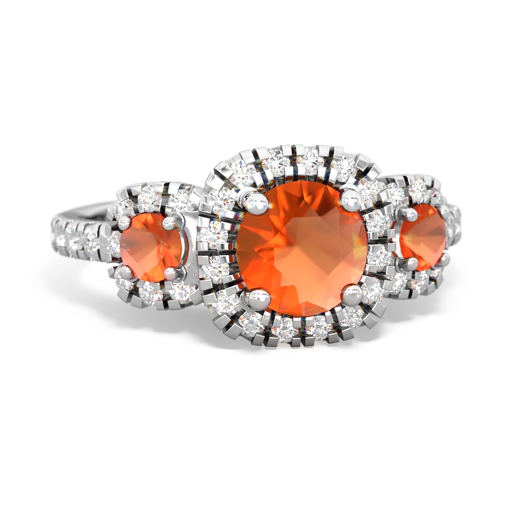 Fire Opal Regal Halo 14K White Gold ring R5350