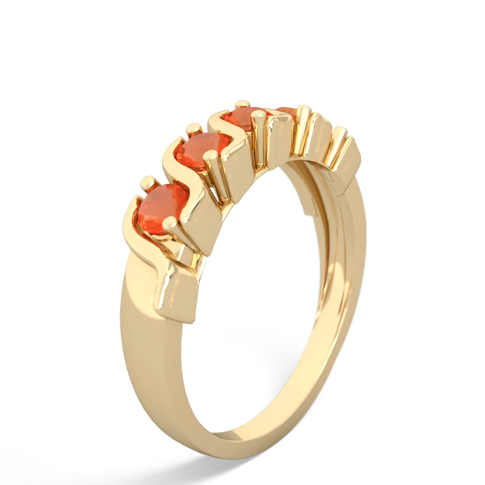 Fire Opal Anniversary Band 14K Yellow Gold ring R2089