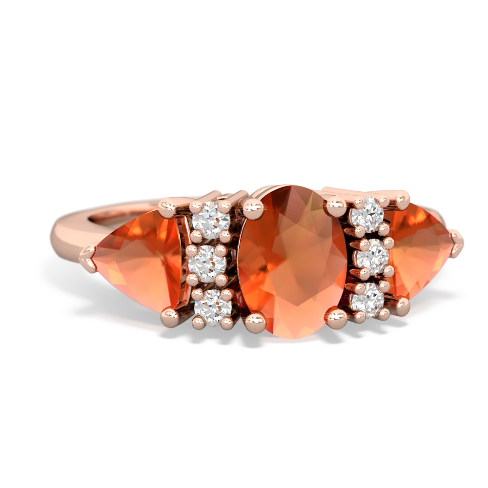 Ruby Antique Style Three Stone 14K Rose Gold ring R2186