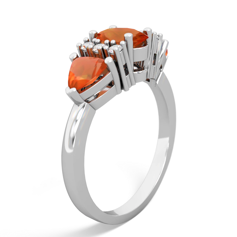 Fire Opal Antique Style Three Stone 14K White Gold ring R2186