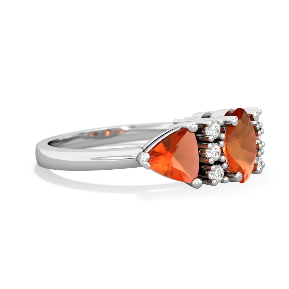 Lab Ruby Antique Style Three Stone 14K White Gold ring R2186