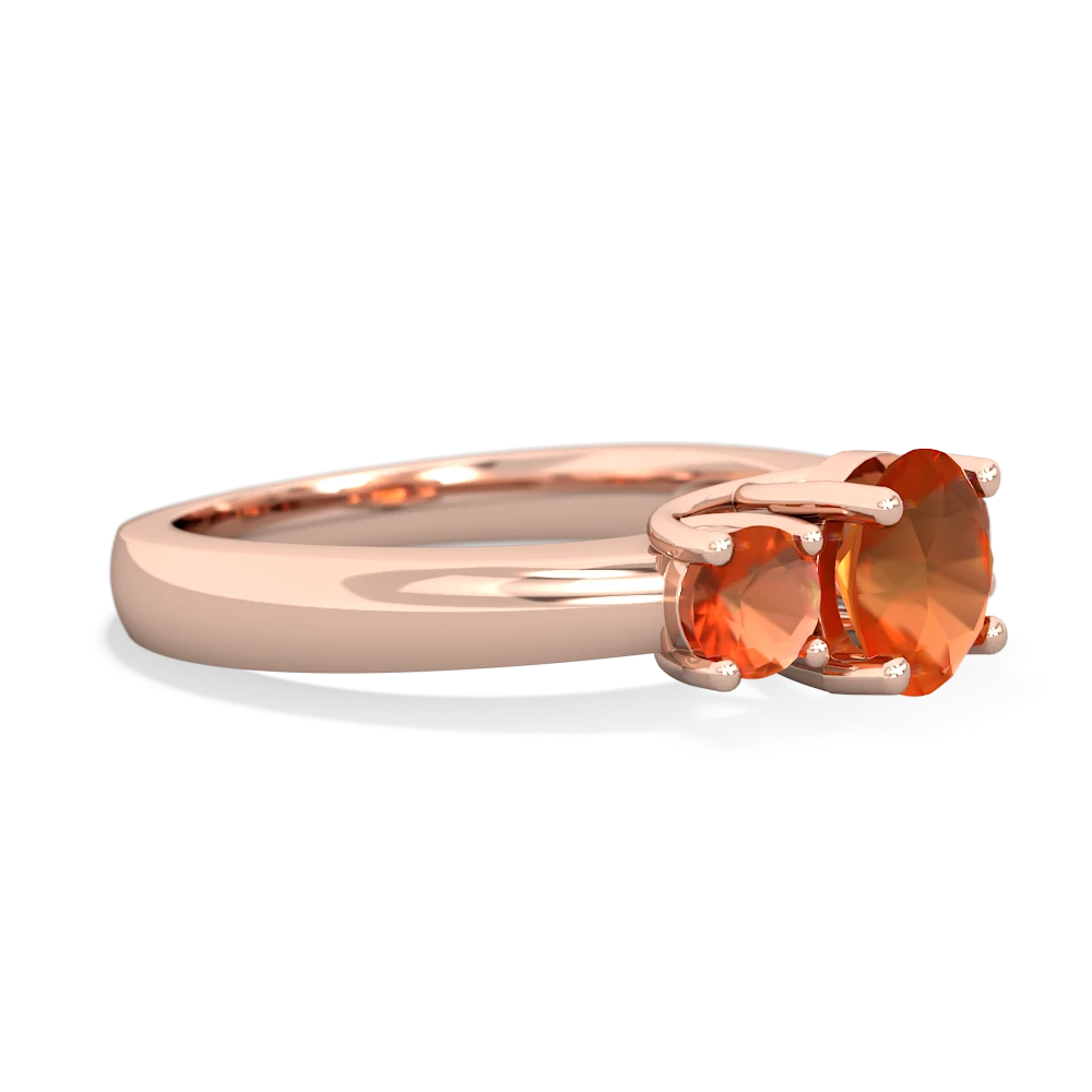 White Topaz Three Stone Round Trellis 14K Rose Gold ring R4018