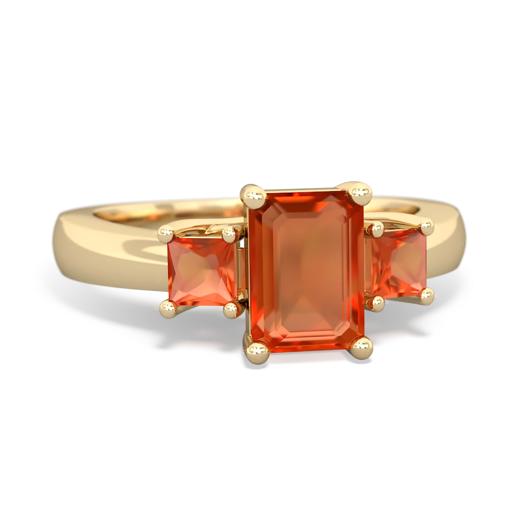 Alexandrite Three Stone Emerald-Cut Trellis 14K Yellow Gold ring R4021