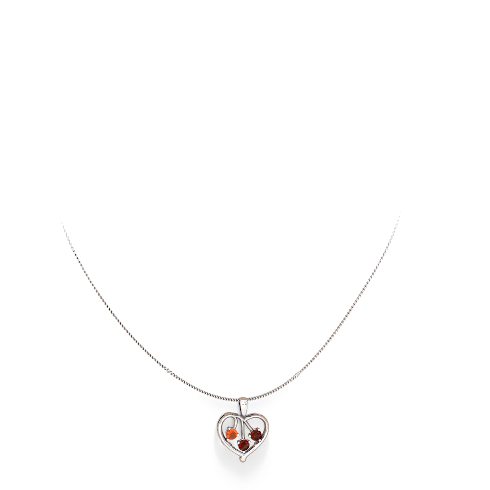 Fire Opal Glowing Heart 14K White Gold pendant P2233