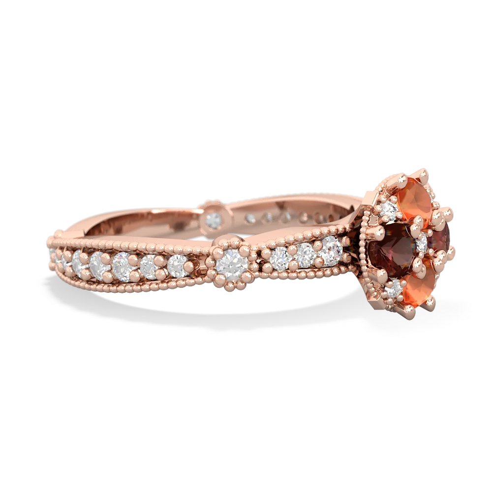 Fire Opal Sparkling Tiara Cluster 14K Rose Gold ring R26293RD