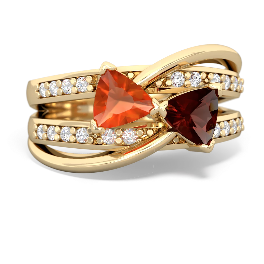 Fire Opal Bowtie 14K Yellow Gold ring R2360