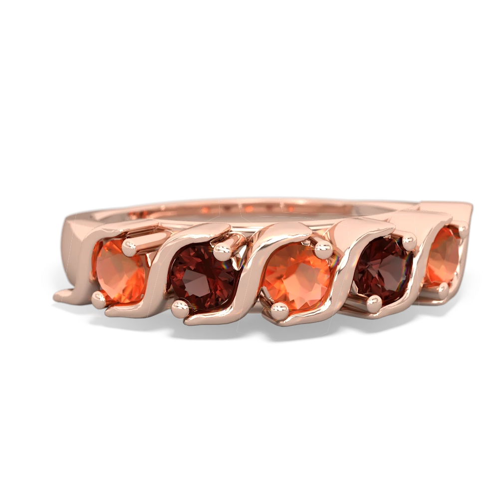 Fire Opal Anniversary Band 14K Rose Gold ring R2089